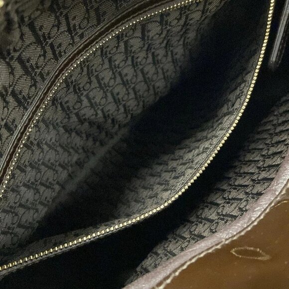 Auth DIOR/ChristianDior Lady Dior Large Dark Brown Patent Leather Handbag - Picture 16 of 16